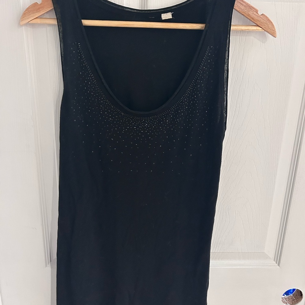 Black Going-Out Tank – Rhinestone Detail – M